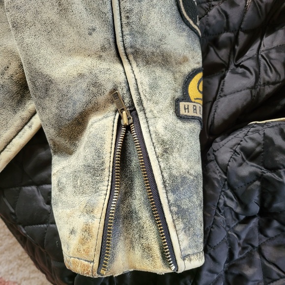 Very Rare, Vintage Harley Davidson Patinaed Leather Mileage Club Jacket, Size XL - Picture 5 of 16